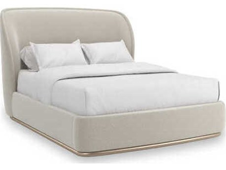 Caracole Classic Opal Soft Silver Paint Hardwood Upholstered Queen Platform Bed
