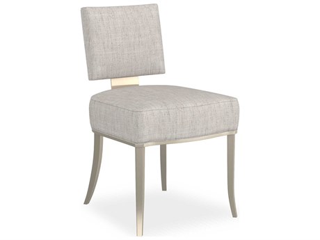 Caracole Classic Reserved Seating Birch Wood Gray Upholstered Armless Dining Chair
