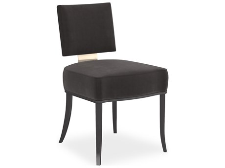 Caracole Classic Reserved Seating Birch Wood Black Upholstered Armless Dining Chair