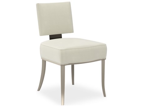 Caracole Classic Reserved Seating Birch Wood White Upholstered Armless Dining Chair