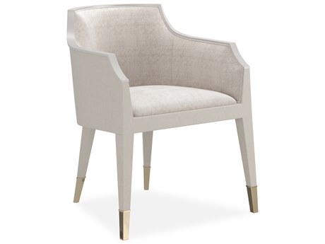 Caracole Classic Sabot Birch Wood White Upholstered Arm Dining Chair
