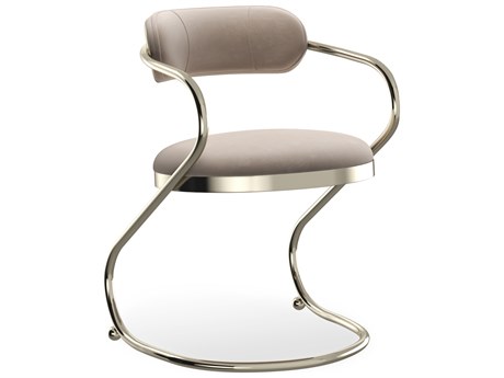 Caracole Classic Retrospect Gold Upholstered Arm Dining Chair