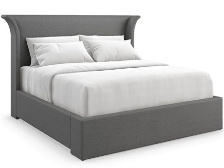 Caracole Beauty Sleep Gray Birch Wood Upholstered Queen Platform Bed