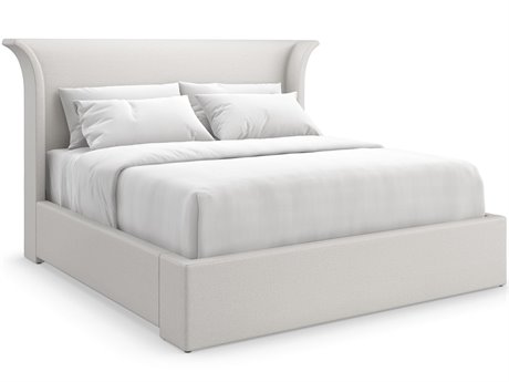 Caracole Beauty Sleep White Birch Wood Upholstered Queen Platform Bed