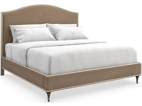 Caracole Fontainebleau Aglow Brown Hardwood Upholstered Queen Platform Bed