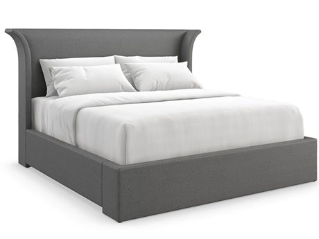 Caracole Beauty Sleep Gray Birch Wood Upholstered King Platform Bed