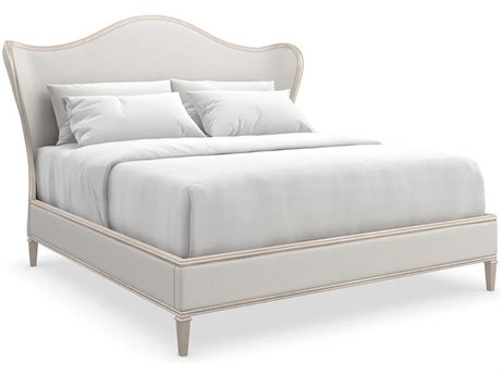 Caracole Bedtime Beauty Oracle Silver Leaf Birch Wood Upholstered King Platform Bed