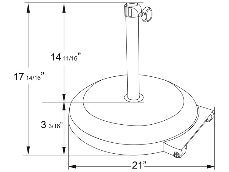 California Umbrella Quick Ship 75 Pound Steel Umbrella Bases with Wheels CACFMT172