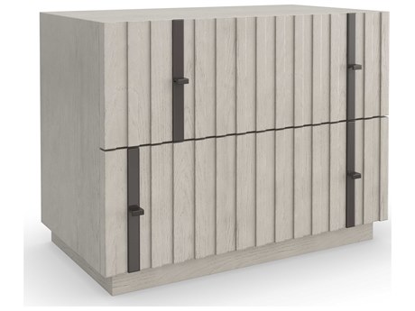 Caracole Kelly Hoppen Large Clancy 2-Drawers Gray Ash Wood Nightstand
