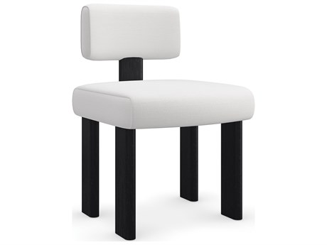Caracole Kelly Hoppen Perry Ash Wood White Upholstered Side Dining Chair