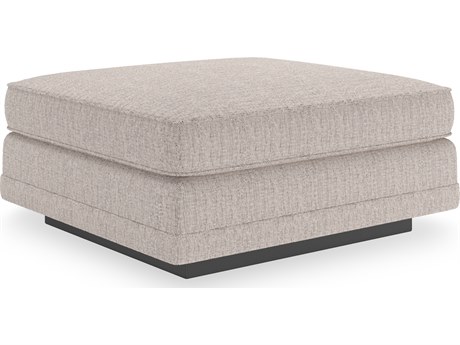 Caracole Modern Fusion Fusion Simply Black Beige Upholstered Ottoman
