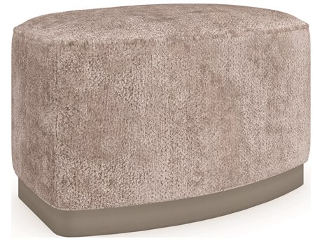 Caracole Upholstery Small Wonder Soft Silver Paint Beige Upholstered Ottoman