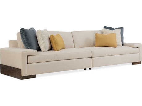 Caracole Classic I'm Shelf-Ish Two-Piece Smoked Sable Beige Upholstered Sofa