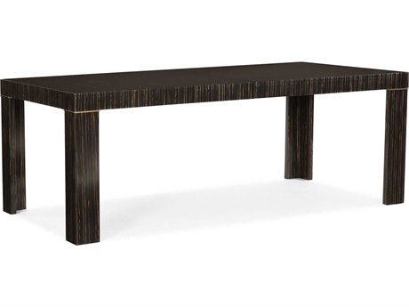 Caracole Modern Edge Extendable Rectangular Wood Striated Ebony Lucent Bronze Metallic Paint Dining Table