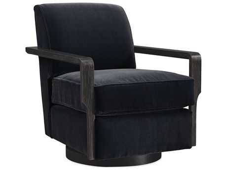 Caracole Modern Artisan Remix Rewind Swivel Black Fabric Accent Chair