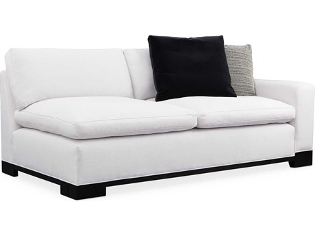 Caracole Modern Artisan Remix Refresh Right Arm Facing Black Stained Ash White Upholstered Loveseat