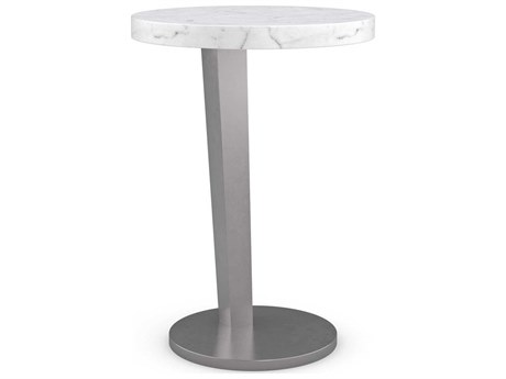 Caracole La Moda Tall Spot 17" Round Marble Smoked Stainless End Table