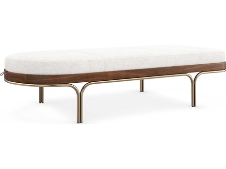 Caracole Modern Principles Rhythm Natural Walnut Lucent Bronze Metallic Paint Brown Upholstered Chaise