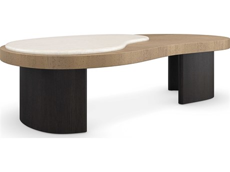 Caracole Modern Principles Contrast 56" Stone Cinder Lucent Bronze Oak Coffee Table