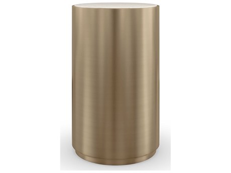 Caracole Modern Principles Contrast Light Spot 14" Round Stone Lucent Bronze Plated Metal End Table