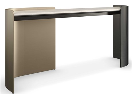 Caracole Modern Principles Movement Rectangular Stone Chocolate Bronze Lucent Plated Metal Console Table