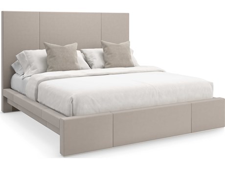 Caracole Modern Principles Balance Putty Brown Poplar Wood Upholstered Queen Panel Bed