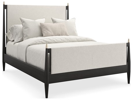 Caracole Modern Principles Rhythm Black Stained Ash Gray Wood Queen Poster Bed