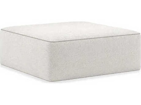 Caracole Modern Resort Marbella Lucent Bronze Metallic Paint Beige Upholstered Ottoman
