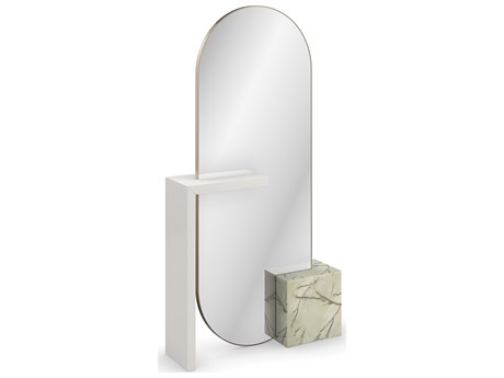 Caracole Modern Resort Monaco Lucent Bronze Metallic Oval Floor Mirror