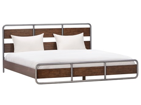 Caracole Atelier Brown Oak Wood King Platform Bed
