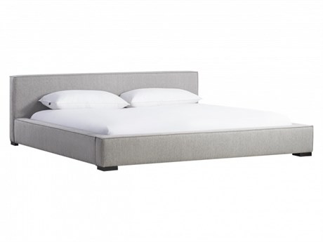 Caracole Atelier Gray Rubberwood Upholstered Queen Platform Bed