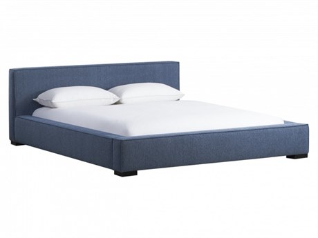 Caracole Atelier Blue Rubberwood Upholstered King Platform Bed