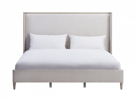 Caracole Atelier Beige Rubberwood Upholstered Queen Panel Bed
