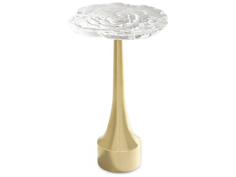 Caracole Signature Debut Inbloom Round Glass Majestic Gold End Table