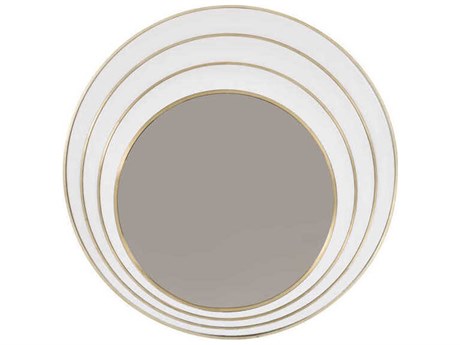 Caracole Signature Urban The Solar White Brass Wall Mirror Round