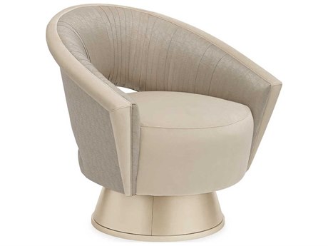 Caracole Classic A Com-Pleat Turn Around Swivel Beige Fabric Accent Chair