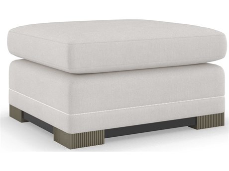 Caracole Upholstery Deep Retreat Dark Chocolate Silver Shadow White Upholstered Ottoman