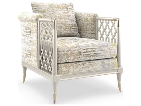 Caracole Upholstery Lattice Entertain You Silver Fabric Accent Chair