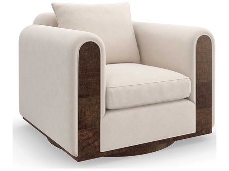 Caracole Upholstery Dimitri Swivel White Fabric Accent Chair