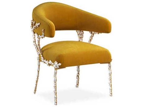 Caracole Upholstery Glimmer Of Hope Yellow Upholstered Arm Dining Chair