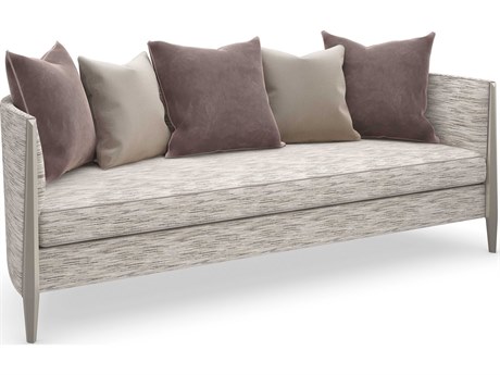 Caracole Upholstery Piping Hot Soft Silver Paint Gray Upholstered Sofa