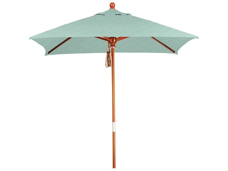California Umbrella Custom Grove Series 6 Foot Square Market Wood Umbrella with Push Lift System