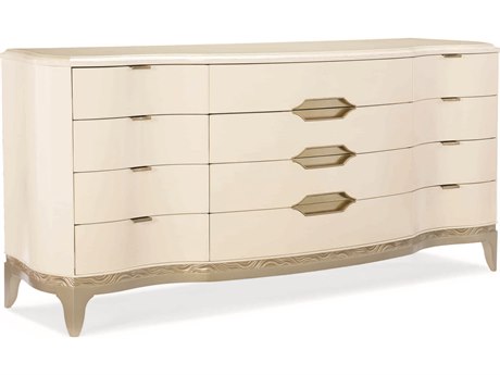 Caracole Adela Washed White 12-Drawers Birch Wood Dresser