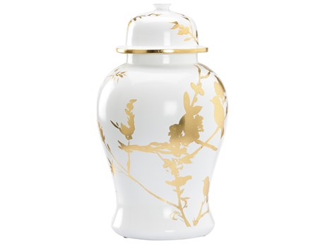 Chelsea House Lisa Kahn Winged Creatures White Cream Gold Vase