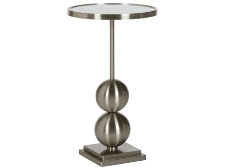 Chelsea House Elizabeth Wicker Round Mirror Silver White Cream End Table