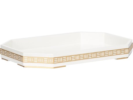 Chelsea House Elizabeth Wicker Ambrose White Cream Serving Tray