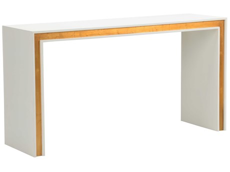 Chelsea House Jamie Merida Rectangular Wood White Antique Gold Leaf Baldwin Console Table