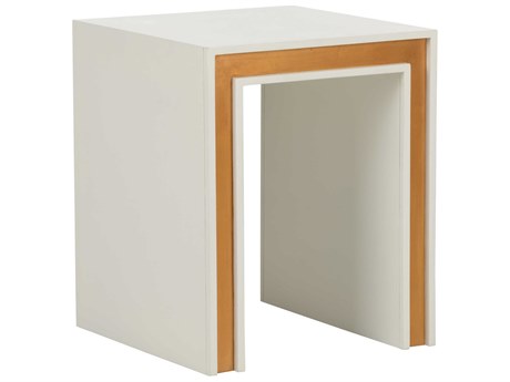 Chelsea House Jamie Merida Square Wood White Antique Gold Leaf Baldwin End Table
