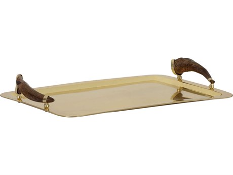 Chelsea House Milo Polished Brass Natural Serving Tray