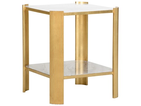 Chelsea House Elizabeth Wicker Square Marble Natural White Rockefeller End Table